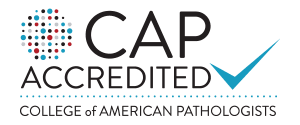 Logo of the college of american pathologists (cap) indicating accreditation status.